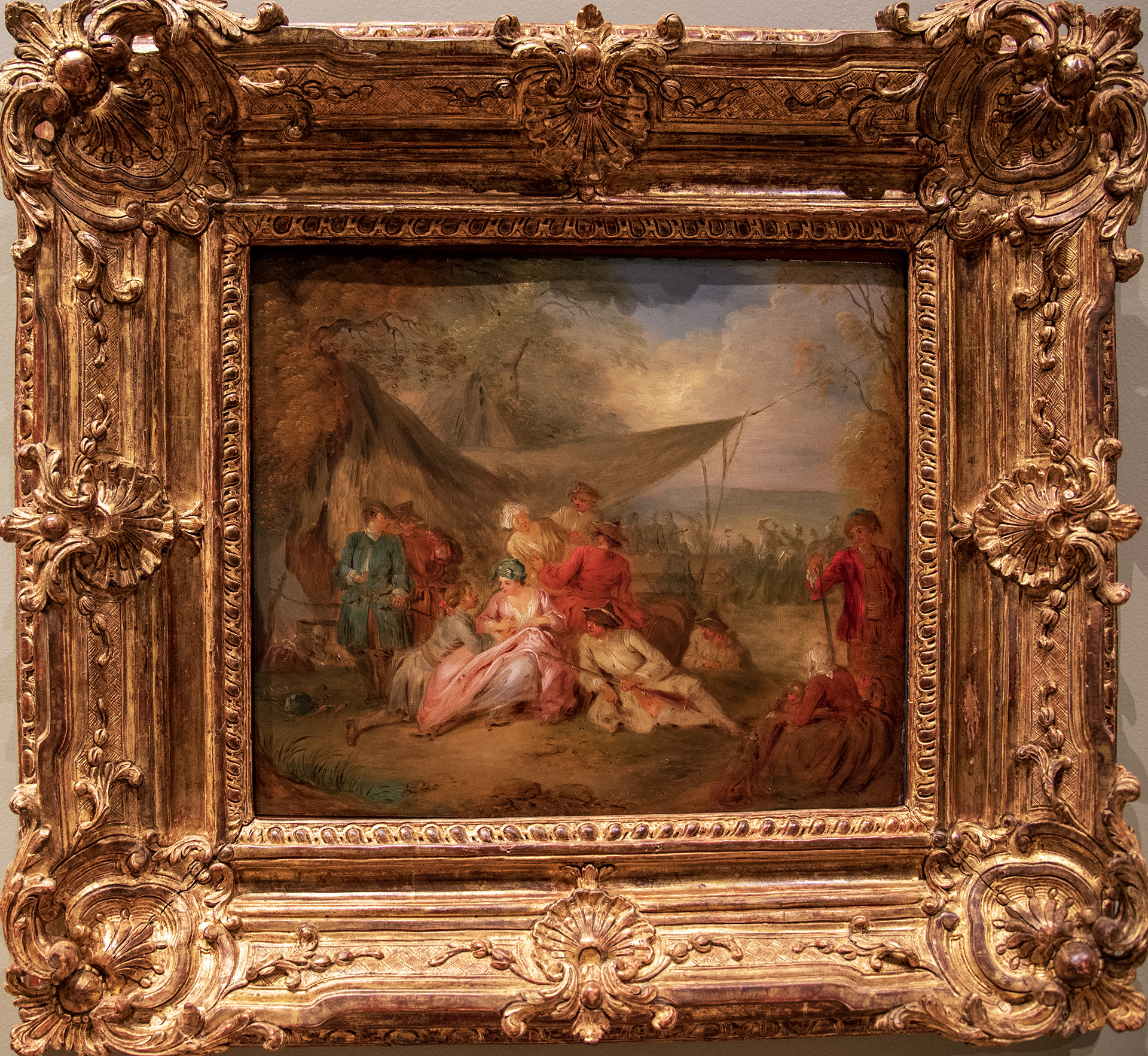 Jean Baptiste PATER (1695 - 1736), Halte des troupes - Début du 18ème siècle - Huile sur Bois