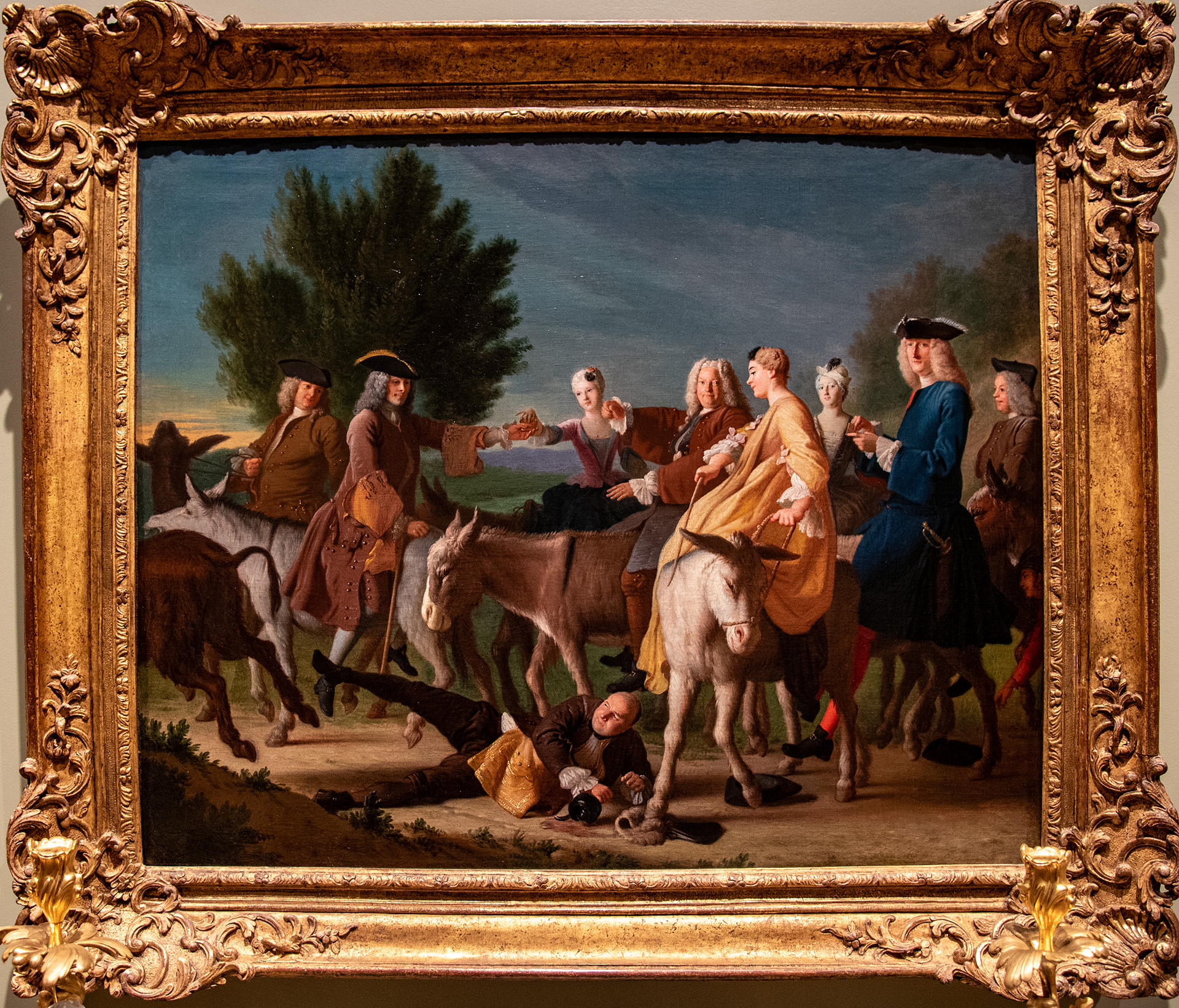 Michel-Ange HOUASSE (1680 - 1730), Une partie d'ânes vers 1735 - Huile sur Toile